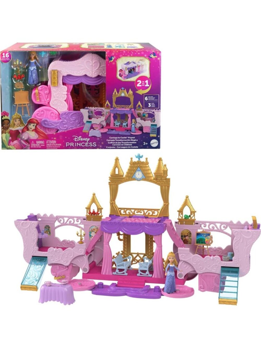 Transforming Disney Princess Carriage Playset with Doll, Figures & Accessories